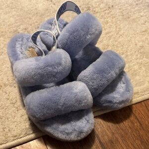 UGG Fluffy Blue Sandals